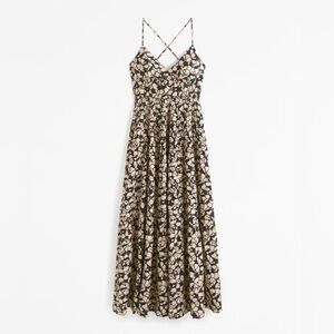 Abercrombie & Fitch Black and Cream Floral Maxi Dress